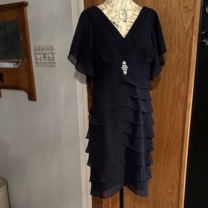 Scarlett Nite Navy Layered Midi Dress